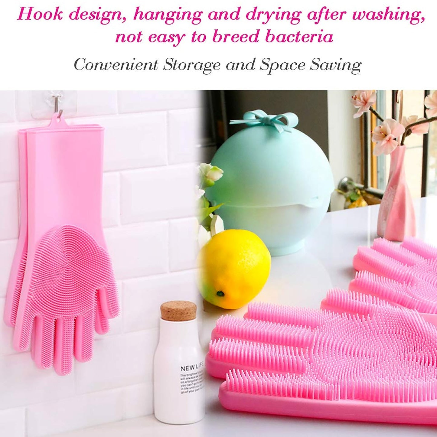 Dishwashing Silicon Gloves with Scrubber