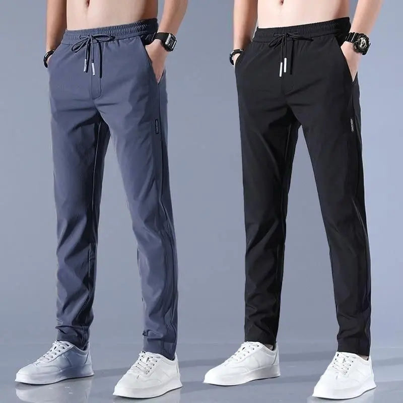 Lycra Track Pants for Men (Grey & Black, S) (Pack of 2)