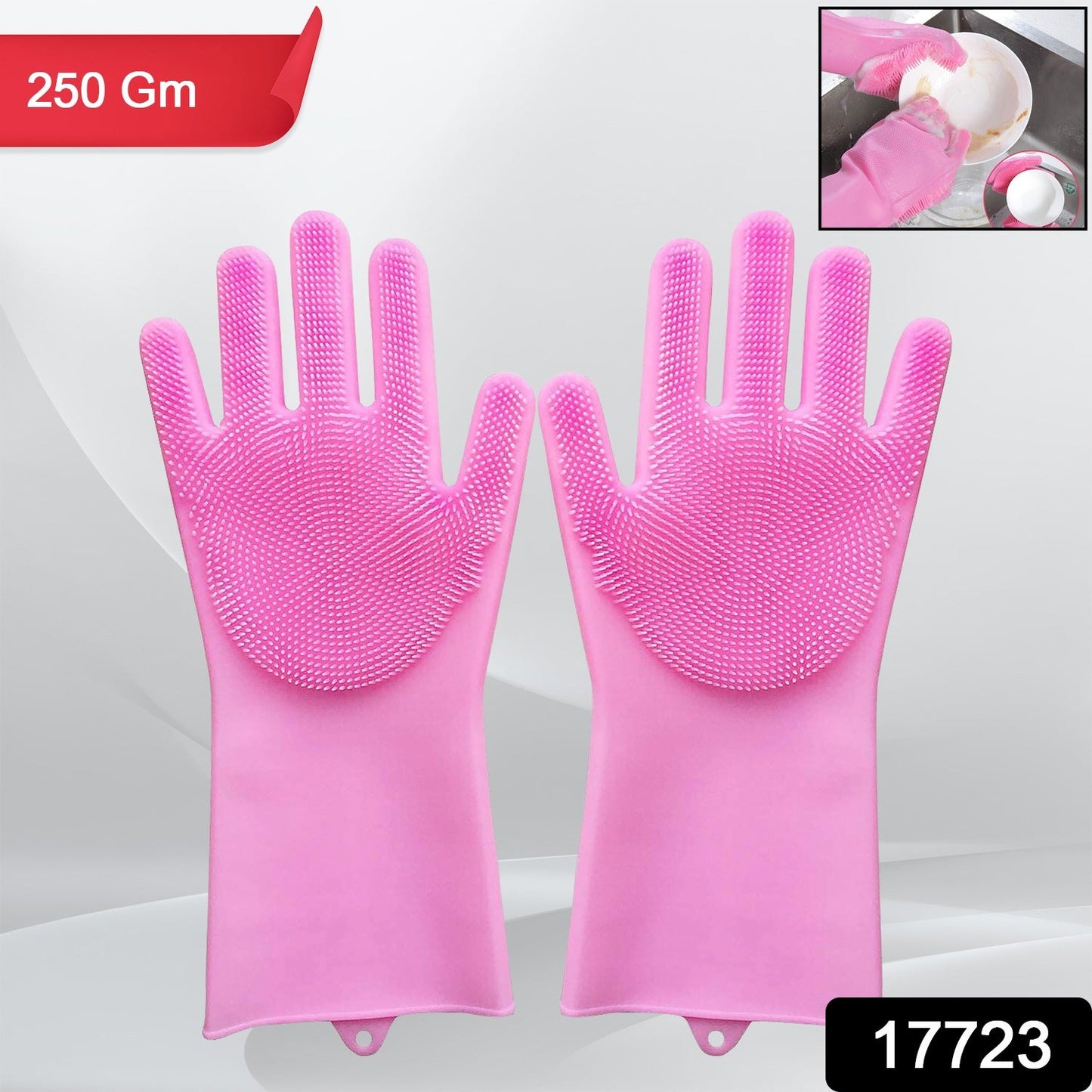 Dishwashing Silicon Gloves with Scrubber