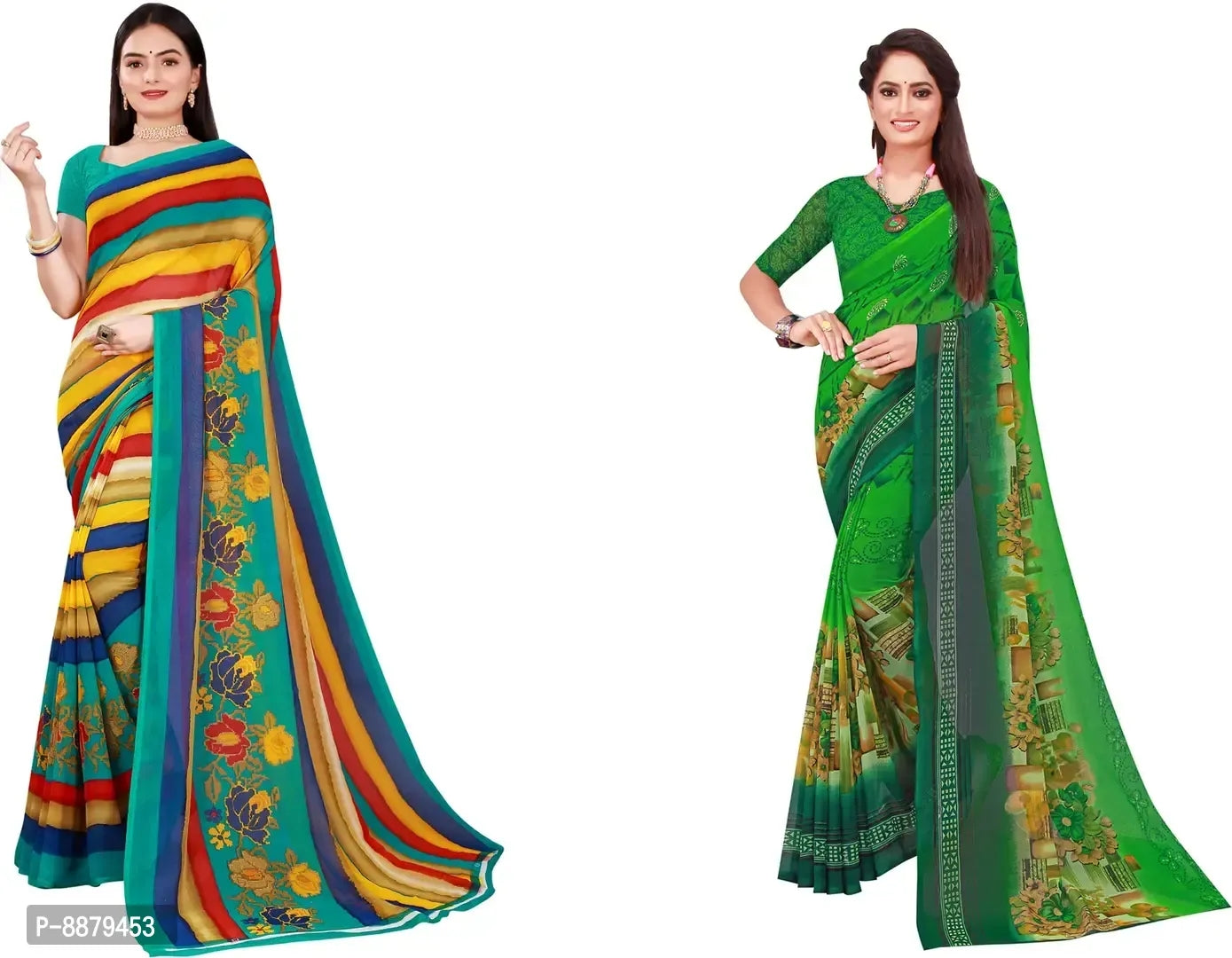 Fancy georgette saree Daily Wear Saree (2 Piece)