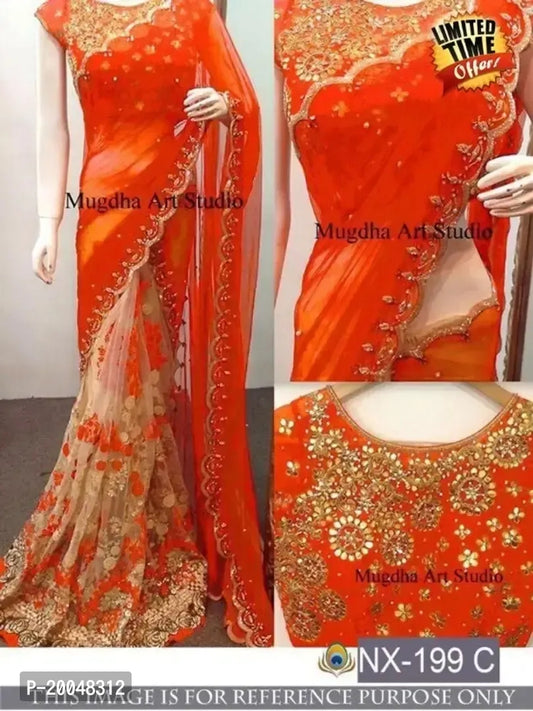 Stylish Georgette embroiderd saree